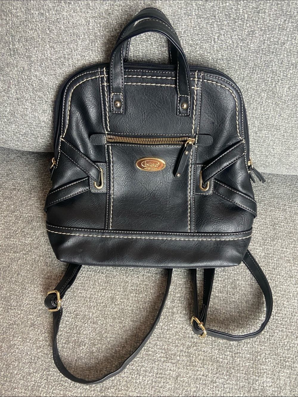 Black Leatherette BOC unisex Backpack - Classic Black